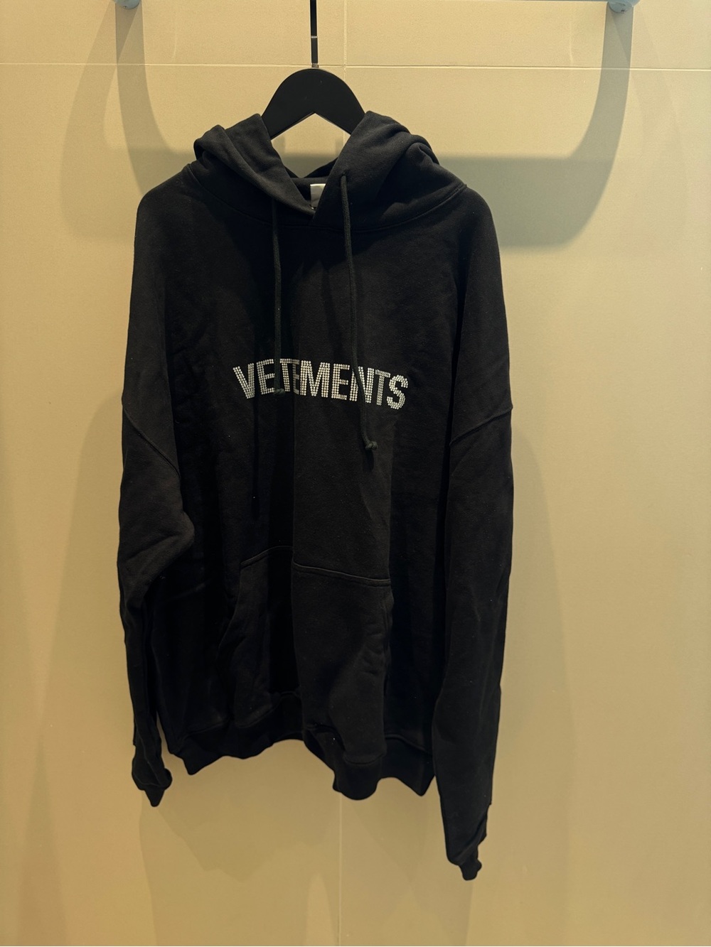 Vetements Black Pullover Hoodie with White Logo